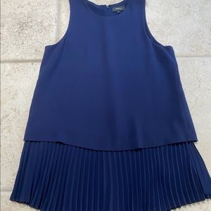 Theory Womens Sleeveless Crew Neck Pleated Top Sm
